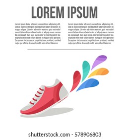 Healthy lifestyle concept. Vector fitness sneakers icons in flat style. Sport shoes isolated on white background. 