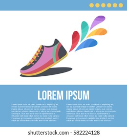 Healthy lifestyle concept. Vector fitness sneakers icons in flat style. Sport shoes isolated on white background. 