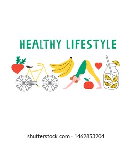 Healthy lifestyle concept. Vector isolated illustration.