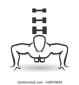 Healthy lifestyle design. Bodybuilding illustration. white backg