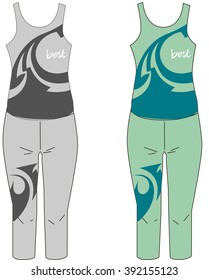 Healthy lifestyle design. clothing template. wave.
Vector illustration. The model for fashion designers. Modern style clothing