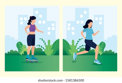 Healthy lifestyle design, Fitness gym bodybuilding bodycare activity exercise and diet theme Vector illustration
