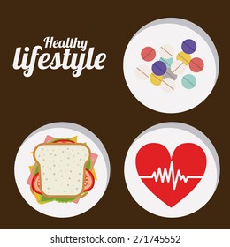 Healthy lifestyle design over brown background, vector illustration