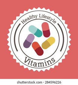 Healthy lifestyle design over pink background, vector illustration
