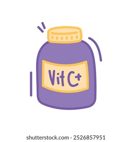 Healthy Lifestyle Doodle Illustration - Vitamin Pills