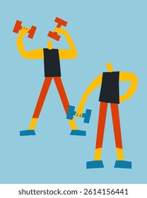 Healthy lifestyle with dumbbells fitness illustration