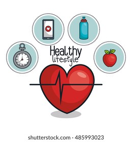 healthy lifestyle elements icons design