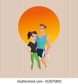 Healthy lifestyle. fitness concept. Bodybuilding illustration