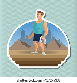 Healthy lifestyle. fitness concept. Bodybuilding illustration