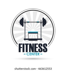 Healthy lifestyle and Fitness concept represented by weight icon over seal stamp illustration.