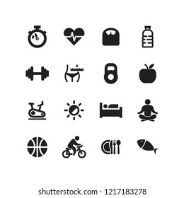 HEALTHY LIFESTYLE AND FITNESS ICON SET