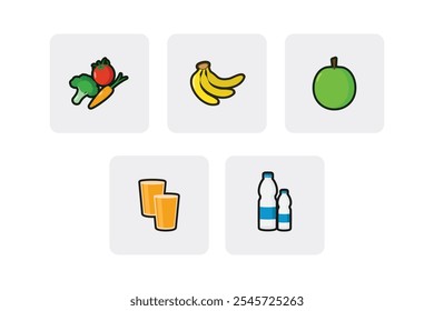 Healthy Lifestyle and Fitness Icon Set - Gym, Workout, Nutrition, Diet, and Wallness Vector Pack