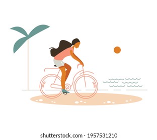 Healthy Lifestyle. Flat vector cartoon illustration isolated on white background. Sport, Cardio Fitness Training, Energetic Hardy Girl. 