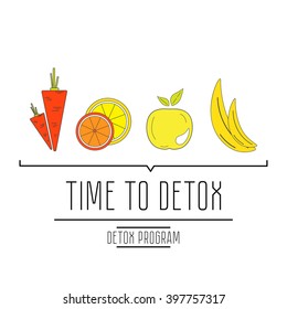 Healthy lifestyle. Food, water and detox. Trendy linear style. 