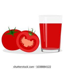Healthy Lifestyle. Freshly squeezed juice in a glass. Tomato juice. Health. Vector illustration