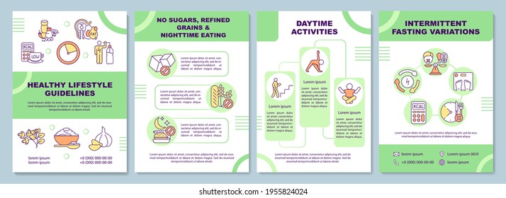 Healthy lifestyle guidelines brochure template. Daytime activities. Flyer, booklet, leaflet print, cover design with linear icons. Vector layouts for magazines, annual reports, advertising posters