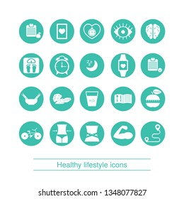 Healthy lifestyle and and health care icon set. Vector illustration.