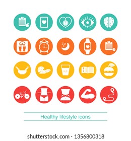 Healthy lifestyle and and health care icon set. Vector illustration.