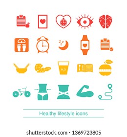 Healthy lifestyle and and health care icon set. Vector illustration.