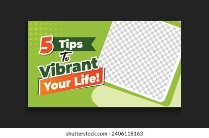 Healthy lifestyle and health tips online eye-catching thumbnail design Attractive video template Medical healthcare editable banner Vector