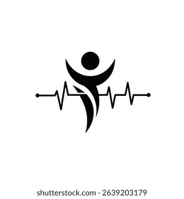 Healthy lifestyle heartbeat human silhouette design.