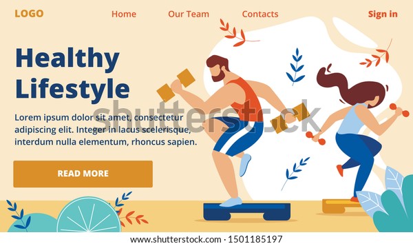 Healthy Lifestyle Horizontal Banner Outdoor Sport Stock Vector (Royalty ...