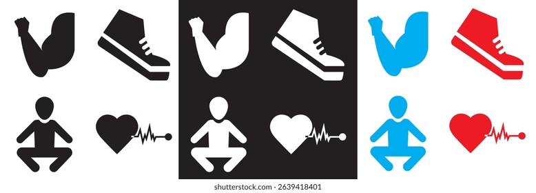 Healthy Lifestyle  Icon . Nutrition, exercise, wellness, sleep, yoga, meditation, heart rate, gym,  fitness, health monitoring etc icons. Vector for websites, mobile interfaces,  banner etc. EPS 10