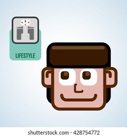 Healthy lifestyle icon. pixel concept  Flat illustration