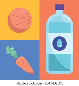 Healthy lifestyle icon set in frames background