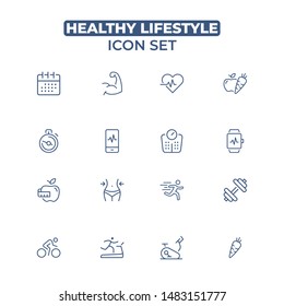 Healthy lifestyle icon set. Line style