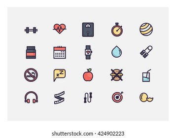 healthy lifestyle icon set vector.