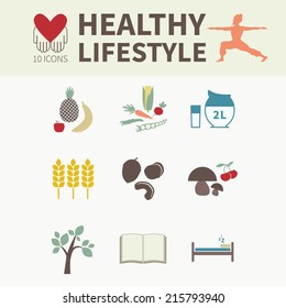 Healthy lifestyle icons