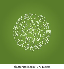 healthy lifestyle icons in circle