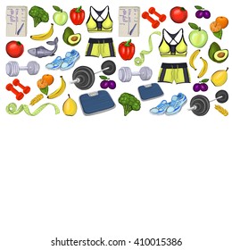 Healthy lifestyle icons Doodle style images