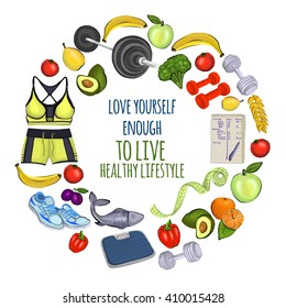 Healthy lifestyle icons Doodle style images