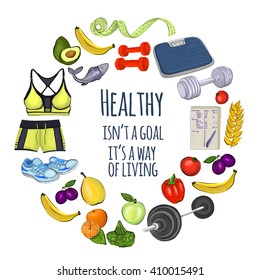 Healthy lifestyle icons Doodle style images