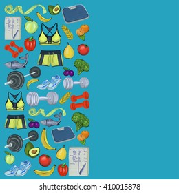 Healthy lifestyle icons Doodle style images