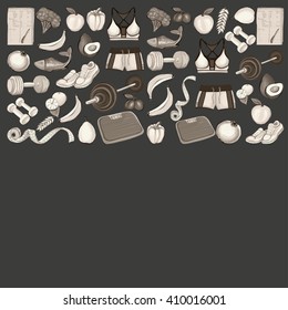 Healthy lifestyle icons Doodle style images
