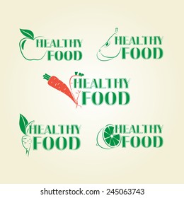 Healthy lifestyle icons in green. Modern style