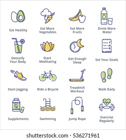 Healthy Lifestyle Icons - Outline Series