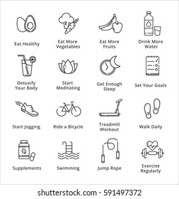 Healthy Lifestyle Icons - Outline Series
