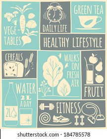 Healthy Lifestyle Icons Set Stock Vector (Royalty Free) 184785578 ...