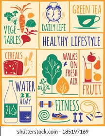 Healthy Lifestyle Icons Set Stock Vector (Royalty Free) 185197169 ...