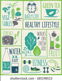 healthy lifestyle Icons set