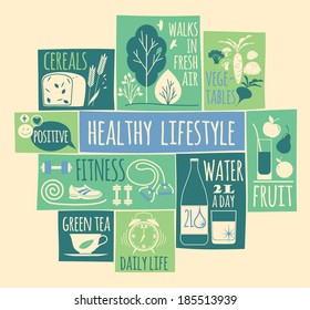 Healthy Lifestyle Icons Set Stock Vector (Royalty Free) 185513939 ...