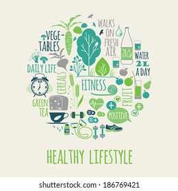 healthy lifestyle Icons set