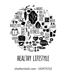 healthy lifestyle Icons set