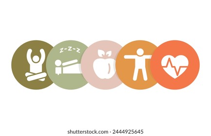 Healthy lifestyle icons set. Natural product design badges. Isolated vector pictogram. 
