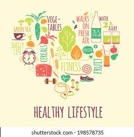 healthy lifestyle Icons set