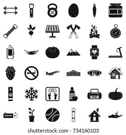 Healthy lifestyle icons set. Simple style of 36 healthy lifestyle vector icons for web isolated on white background